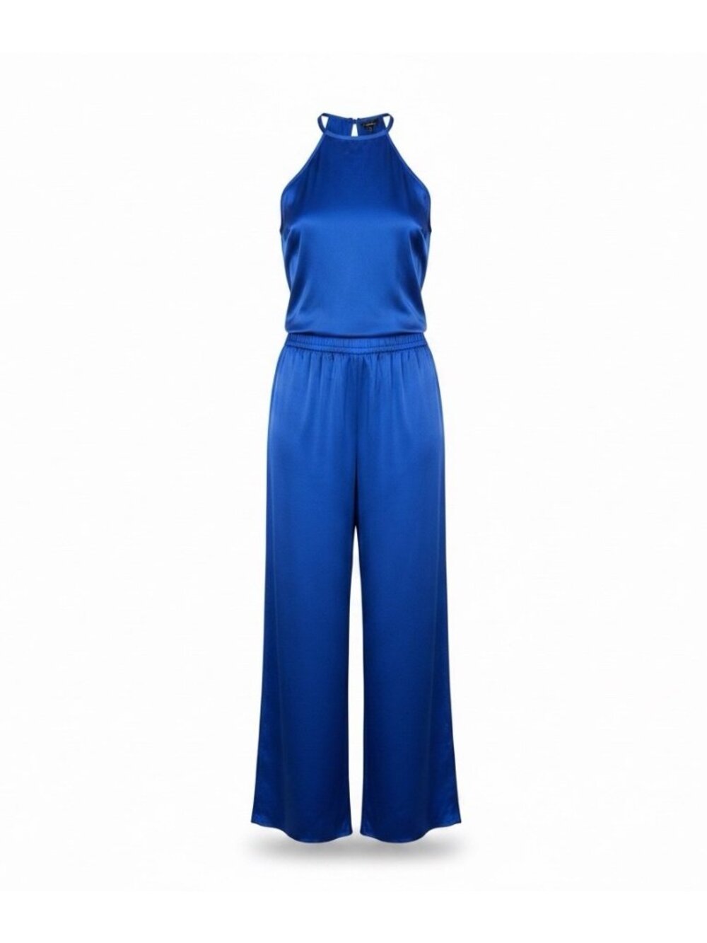 J.Crew Womens Blue Satin Jumpsuit With Halter Neck & Wide-Leg Pants Size S